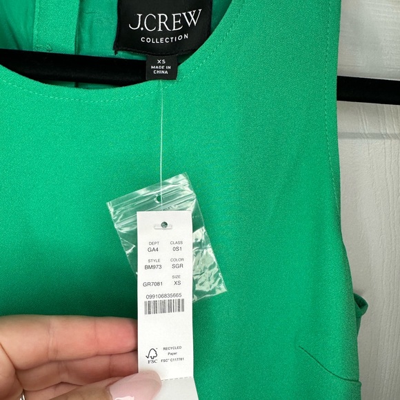 J.Crew Collection Crepe feather-trim shift dress sz XS kelly green - Picture 6 of 8